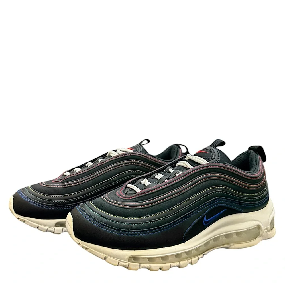 NIKE - AIR MAX 97 - BLACK WHITE ROYGBIV “RAINBOW STITCH” SNEAKERS